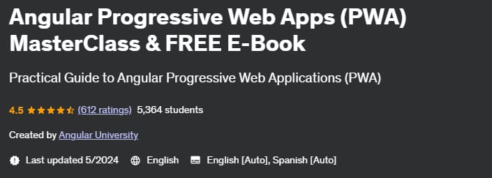 Angular Progressive Web Apps (PWA) MasterClass & FREE E-Book