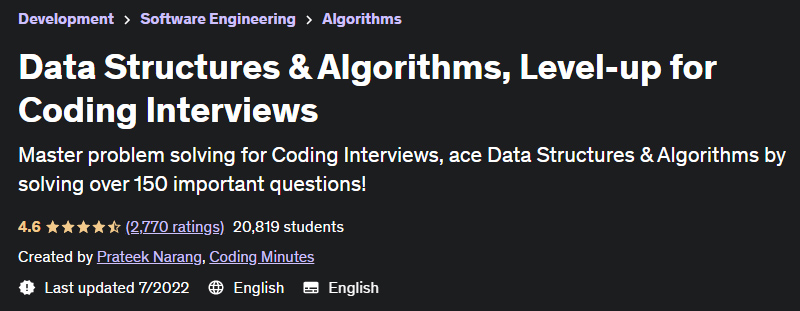 Data Structures & Algorithms, Level-up for Coding Interviews