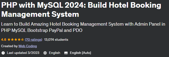 PHP with MySQL 2024: Build Hotel Booking Management System