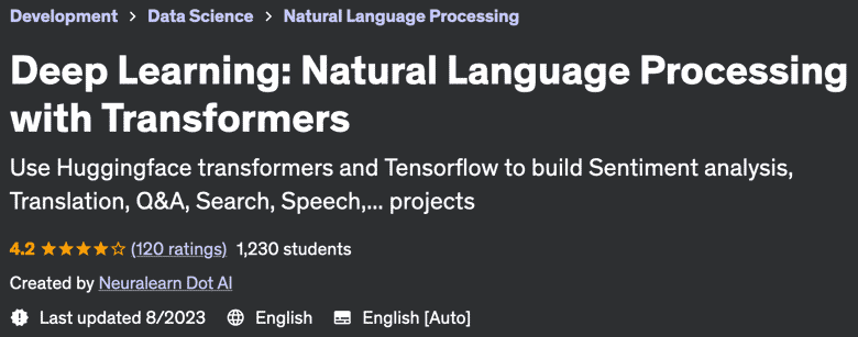 Deep Learning: Natural Language Processing with Transformers