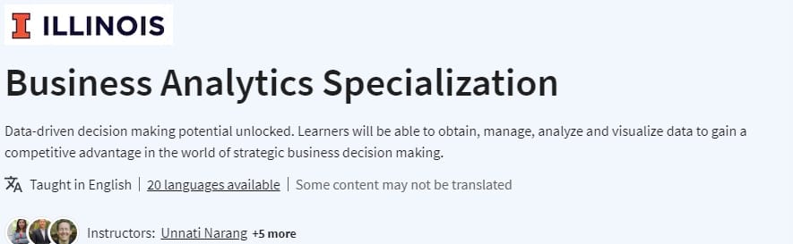 Business Analytics Specialization