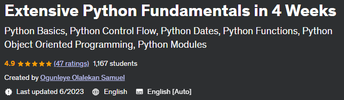 Extensive Python Fundamentals in 4 Weeks