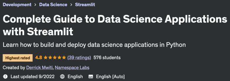 Complete Guide to Data Science Applications with Streamlit