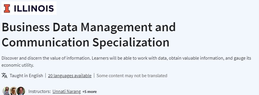 Business Data Management and Communication Specialization