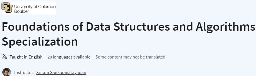 Foundations of Data Structures and Algorithms Specialization