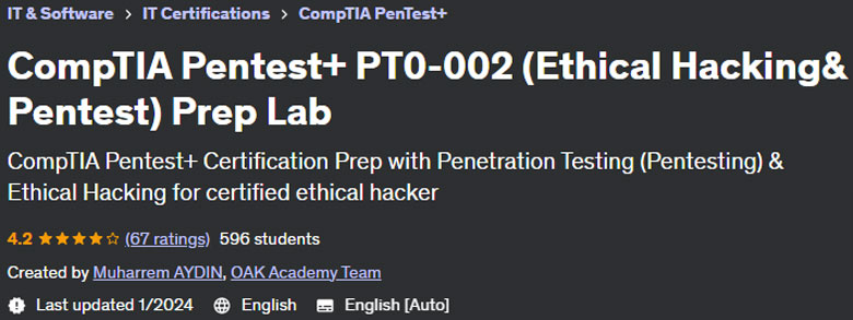 CompTIA Pentest+ PT0-002 (Ethical Hacking & Pentest) Prep Lab