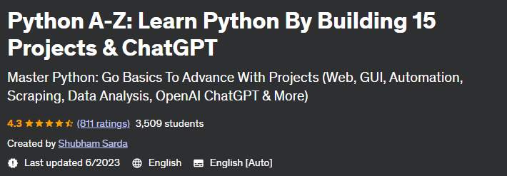 Python A-Z_ Learn Python By Building 15 Projects & ChatGPT