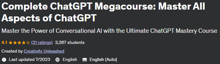 Complete ChatGPT Megacourse: Master All Aspects of ChatGPT