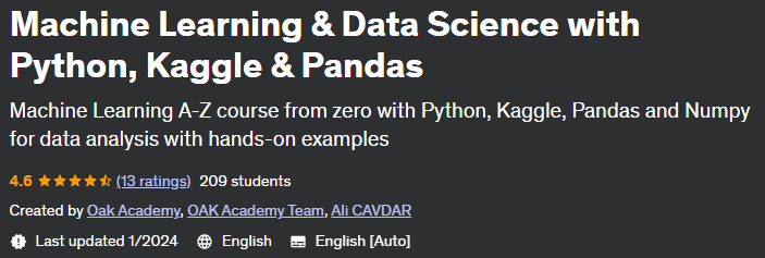 Machine Learning & Data Science with Python, Kaggle & Pandas