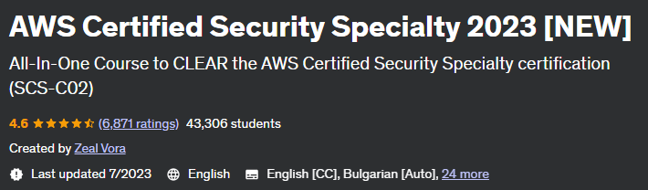 AWS Certified Security Specialty 2023 (NEW)