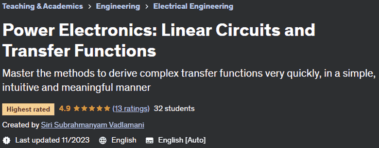 Power Electronics: Linear Circuits and Transfer Functions