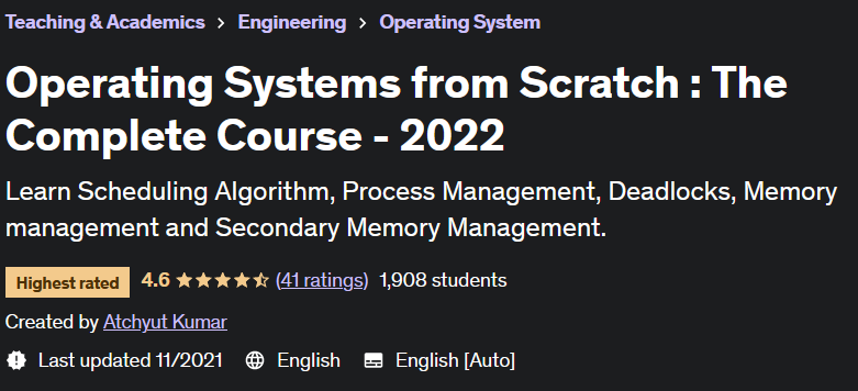 Udemy - Operating Systems from Scratch : The Complete Course - 2022-11