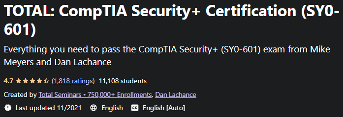 TOTAL: CompTIA Security+ Certification (SY0-601)