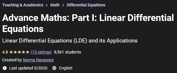 Advance Maths: Part I: Linear Differential Equations