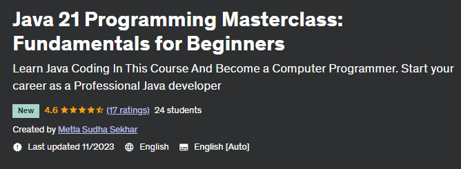 Java 21 Programming Masterclass: Fundamentals for Beginners