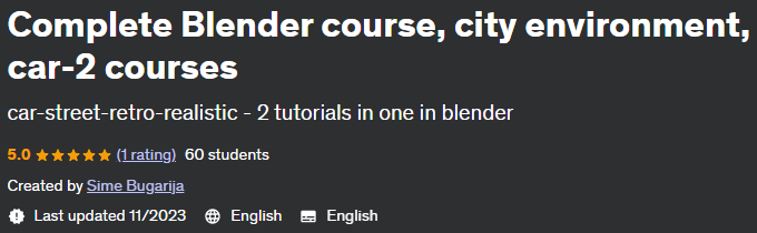 Complete Blender course, city environment, car-2 courses