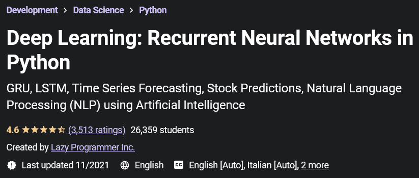 Deep Learning: Recurrent Neural Networks in Python