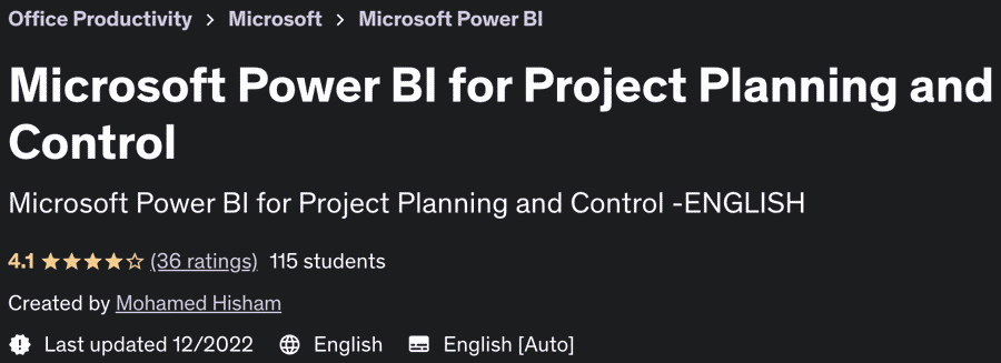 Microsoft Power BI for Project Planning and Control