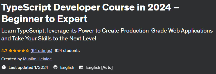 TypeScript Developer Course in 2024 – Beginner to Expert