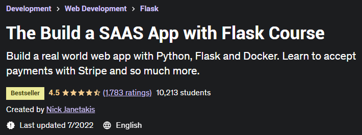 The Build a SAAS App with Flask Course