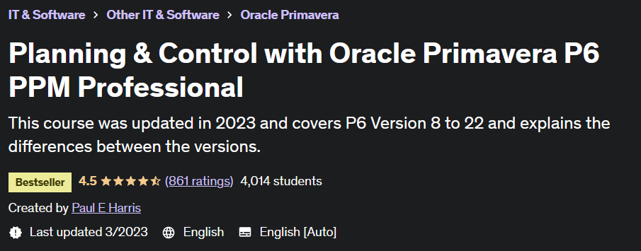 Planning & Control with Oracle Primavera P6 PPM Professional