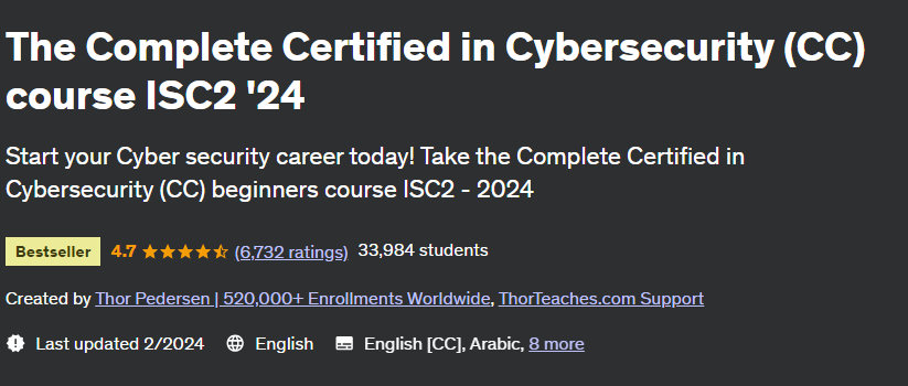 The Complete Certified in Cybersecurity (CC) course ISC2 24