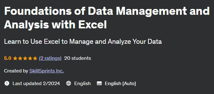 Foundations of Data Management and Analysis with Excel