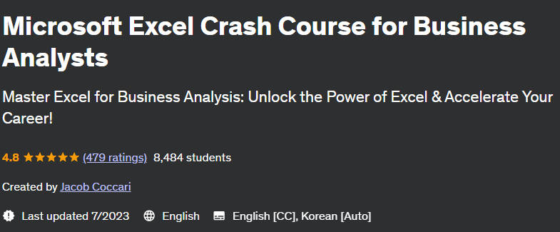Microsoft Excel Crash Course for Business Analysts