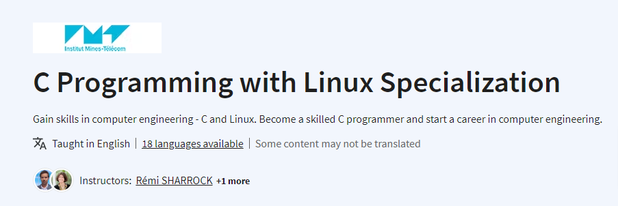 C Programming with Linux Specialization