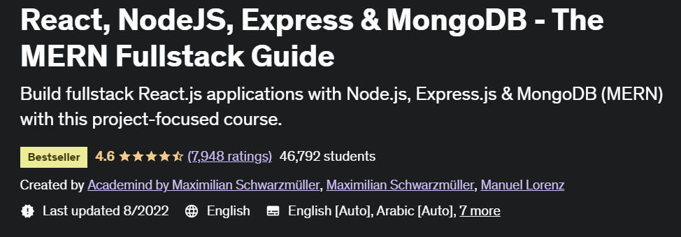 React, NodeJS, Express & MongoDB - The MERN Fullstack Guide