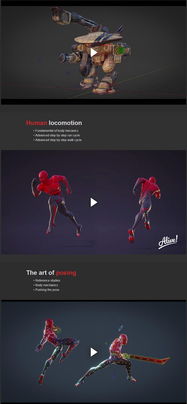 Alive!  Animation course in Blender Content