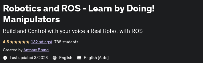 Robotics and ROS - Learn by Doing!  Manipulators