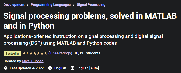 Signal processing problems, solved in MATLAB and in Python