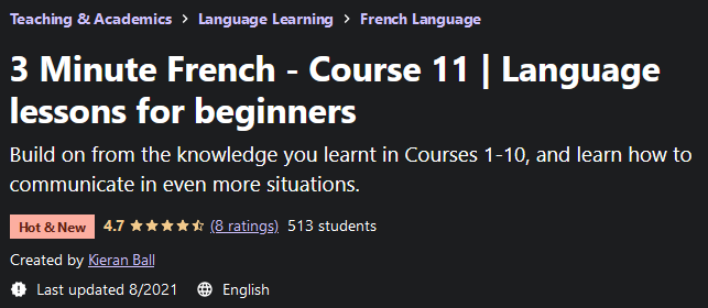 3 Minute French - Course 11 Language lessons for beginners