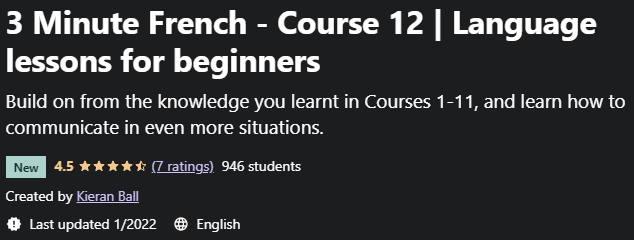 3 Minute French - Course 12 Language lessons for beginners Main