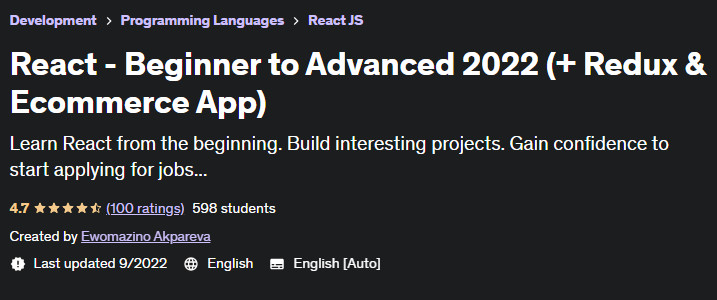 React - Beginner to Advanced 2022 (+ Redux & Ecommerce App)