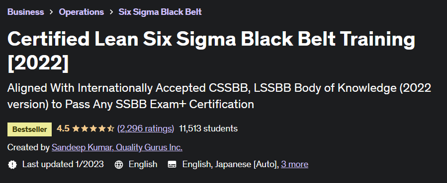 Certified Lean Six Sigma Black Belt Training