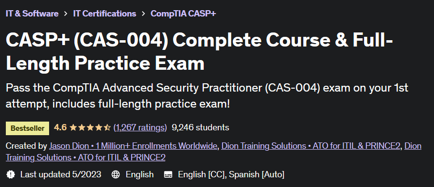 CASP+ (CAS-004) Complete Course & Full-Length Practice Exam