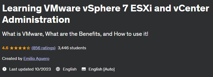 Learning VMware vSphere 7 ESXi and vCenter Administration