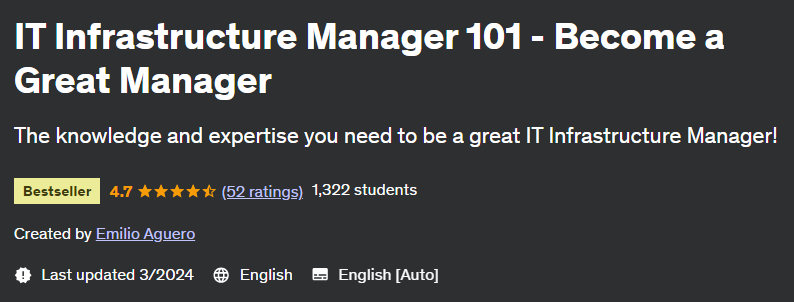 IT Infrastructure Manager 101 - Become a Great Manager