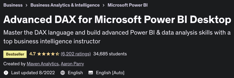 Advanced DAX for Microsoft Power BI Desktop