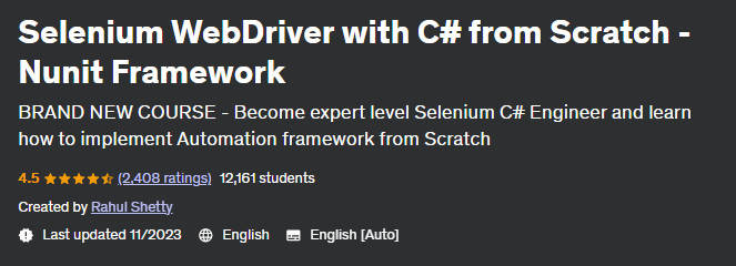 Selenium WebDriver with C# from Scratch - Nunit Framework