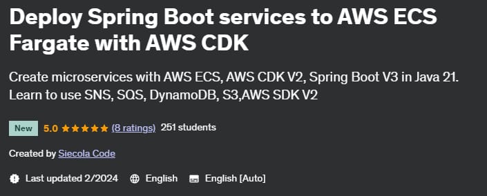 Deploy Spring Boot services to AWS ECS Fargate with AWS CDK