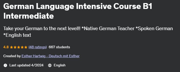 German Language Intensive Course B1 Intermediate