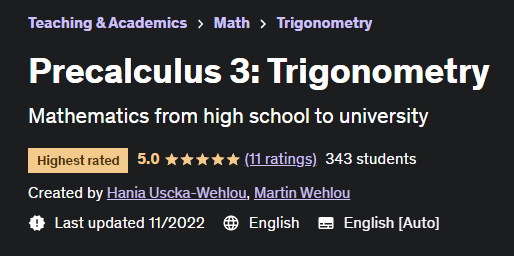 Precalculus 3: Trigonometry