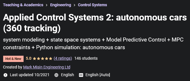 Applied Control Systems 2: autonomous cars (360 tracking)