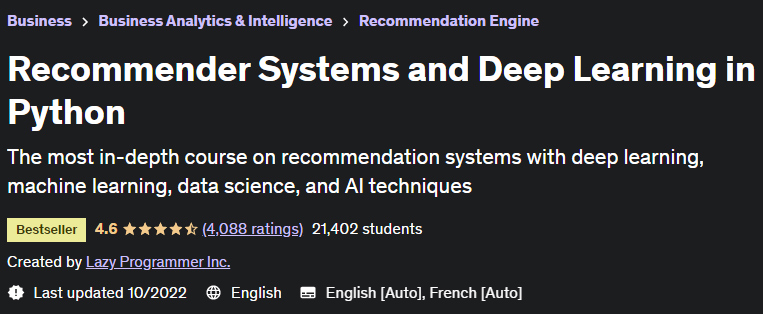 Recommender Systems and Deep Learning in Python