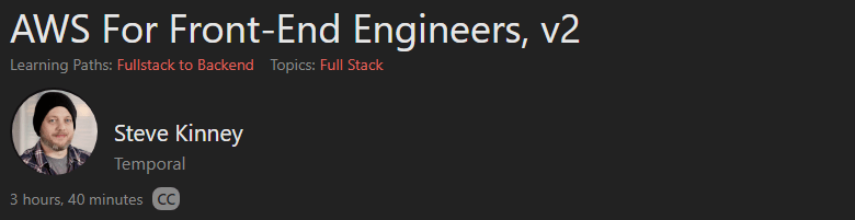 AWS For Front-End Engineers, v2