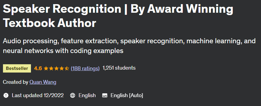 Speaker Recognition  By Award Winning Textbook Author