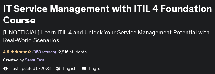 IT Service Management with ITIL 4 Foundation Course